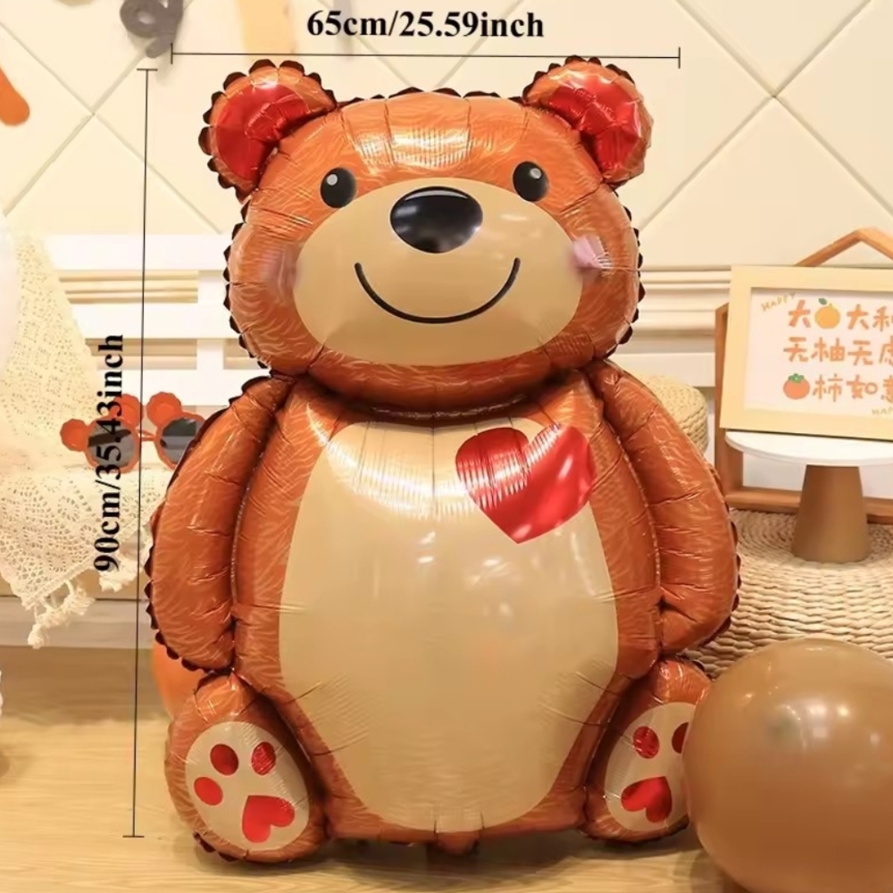 Charming Bear Balloon with Heart Design